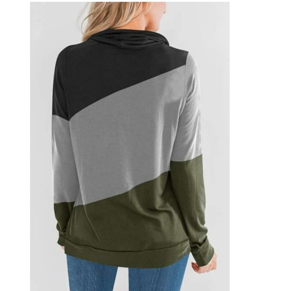 💚🖤 Preloved Striped Cowl Neck Top, Size XL 🖤💚 - Picture 3 of 5